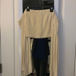 Beige off the shoulder bell sleeved crop